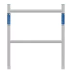 Telaio di Testata ASC 90-50-2 in alluminio, vista frontale con struttura robusta e compatibile con trabattelli larghi 90 cm.
