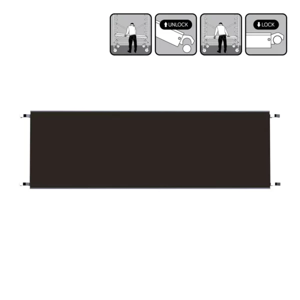 Piattaforma mobile EuroScaffold senza botola vista dall'alto con pannello in multistrato antiscivolo.