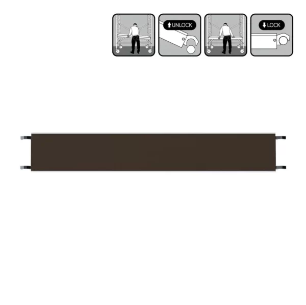 Piattaforma mobile EuroScaffold vista dall'alto con larghezza 30 cm