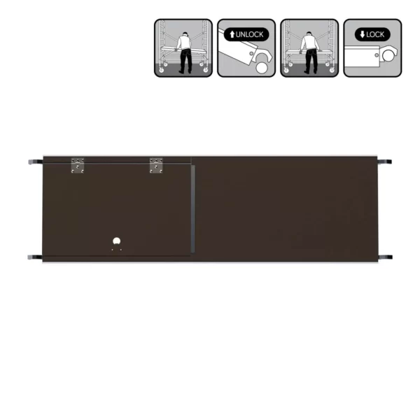 Vista superiore della piattaforma EuroScaffold con botola per trabattelli