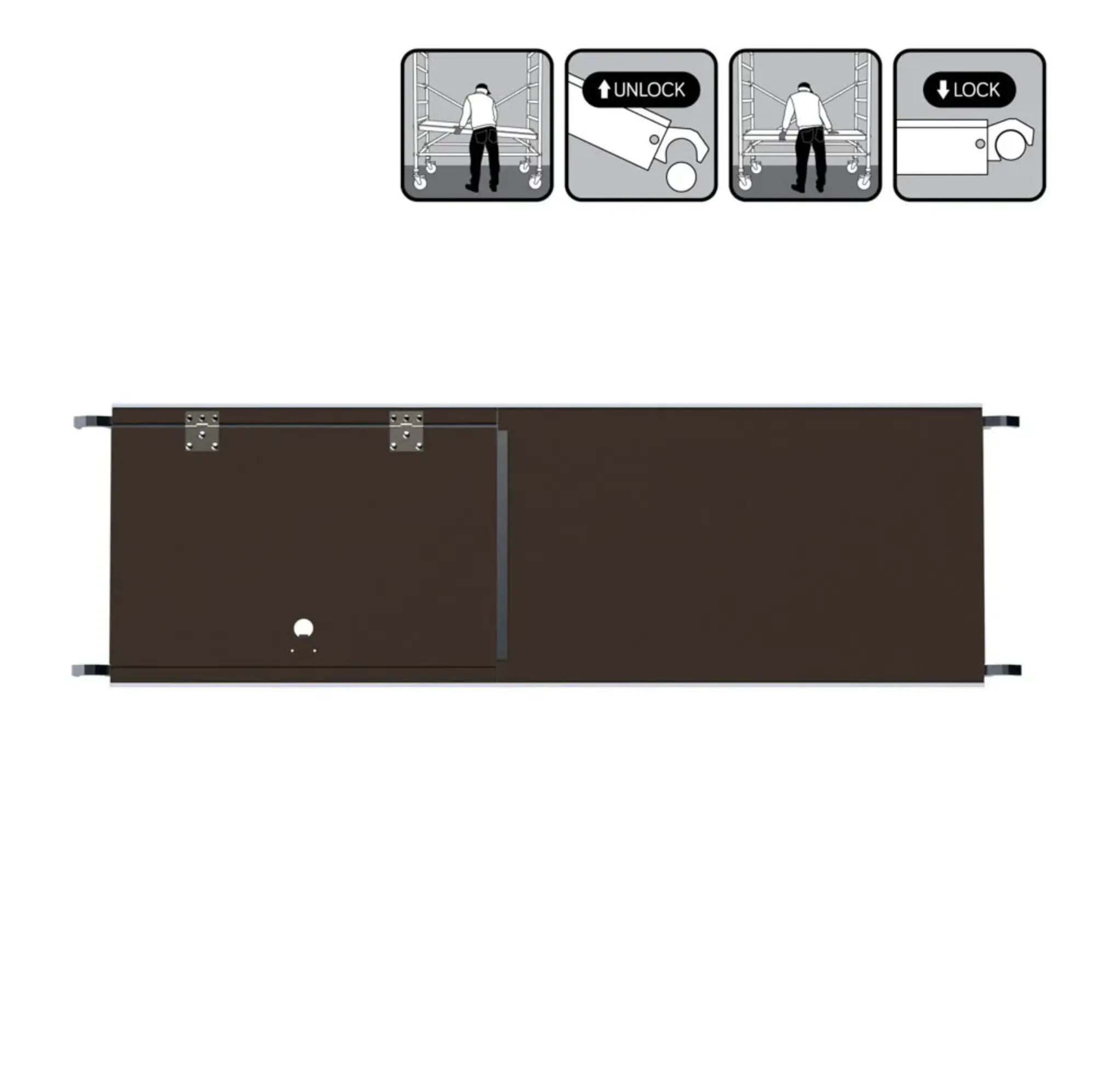 Vista dall’alto della piattaforma EuroScaffold con botola